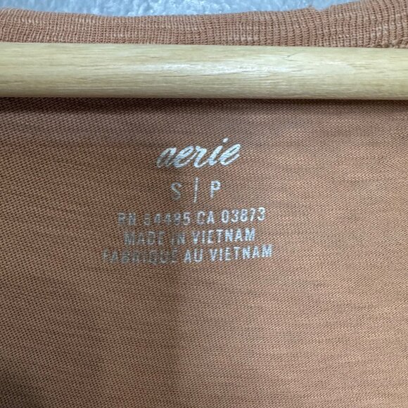 AERIE tan scoop neck oversized short sleeve tee size S - Picture 5 of 6